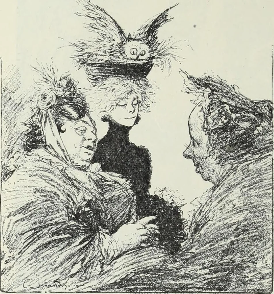 An illustration from Das Weib in der Karikatur Frankreichs : mit 448 Textillustrationen und 72 farbigen Kunstblättern nach seltenen und amüsanten französischen Karikaturen aus allen Zeitepochen, 1907, leaf 366