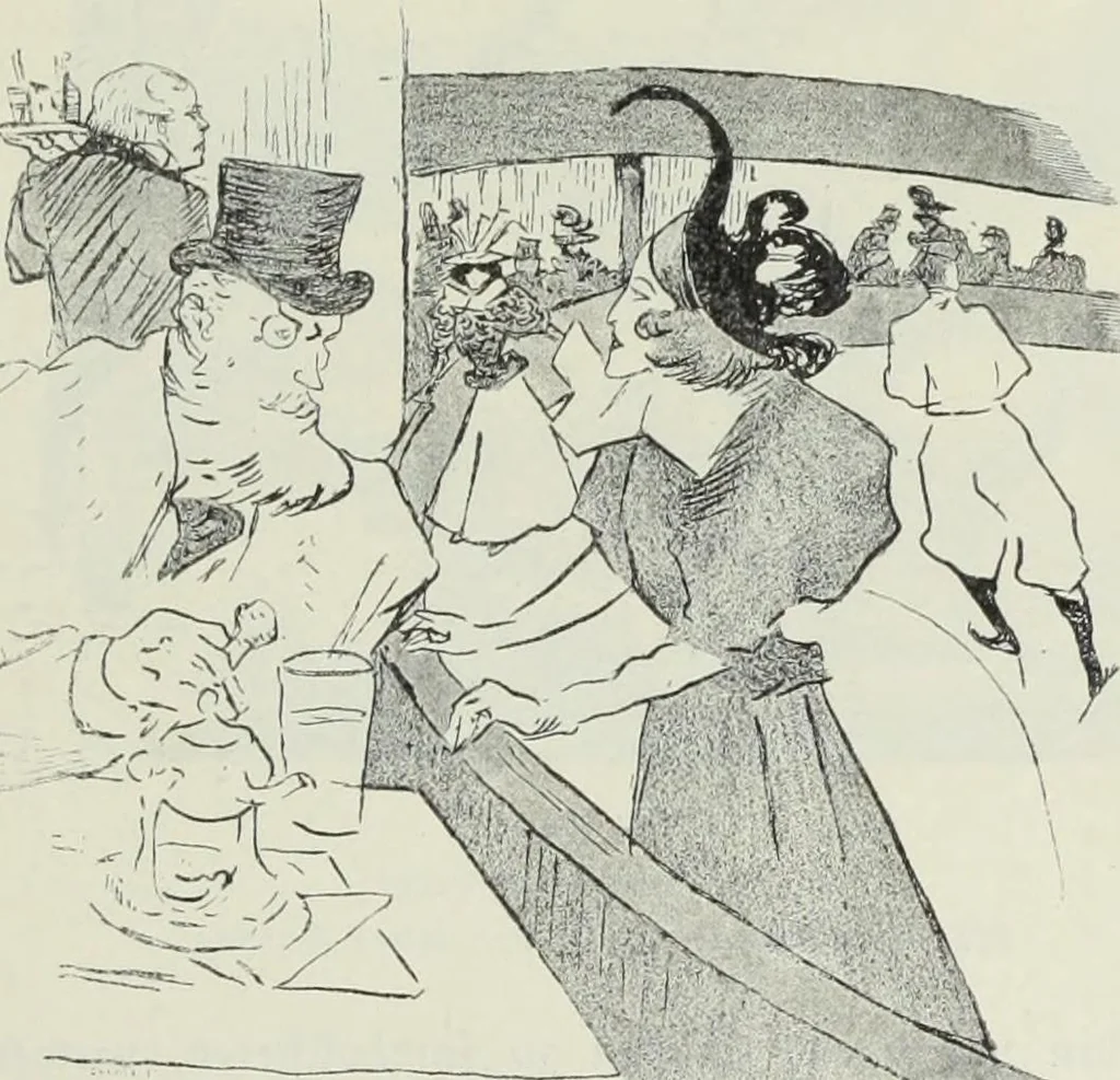 An illustration from Das Weib in der Karikatur Frankreichs : mit 448 Textillustrationen und 72 farbigen Kunstblättern nach seltenen und amüsanten französischen Karikaturen aus allen Zeitepochen, 1907, leaf 367