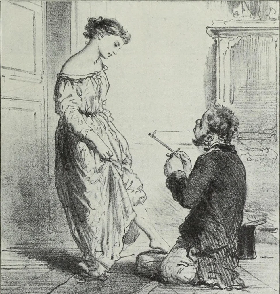 An illustration from Das Weib in der Karikatur Frankreichs : mit 448 Textillustrationen und 72 farbigen Kunstblättern nach seltenen und amüsanten französischen Karikaturen aus allen Zeitepochen, 1907, leaf 37