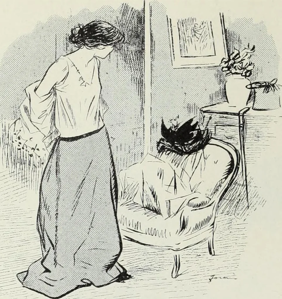An illustration from Das Weib in der Karikatur Frankreichs : mit 448 Textillustrationen und 72 farbigen Kunstblättern nach seltenen und amüsanten französischen Karikaturen aus allen Zeitepochen, 1907, leaf 386