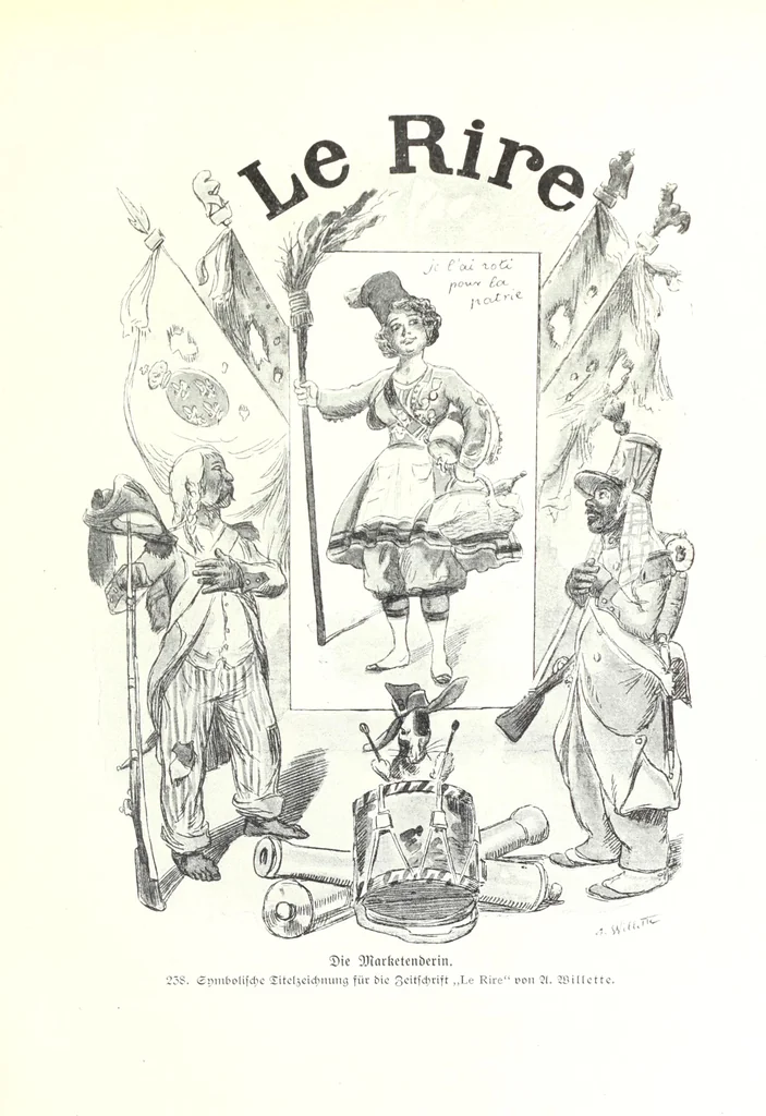 An illustration from Das Weib in der Karikatur Frankreichs : mit 448 Textillustrationen und 72 farbigen Kunstblättern nach seltenen und amüsanten französischen Karikaturen aus allen Zeitepochen, 1907, leaf 389