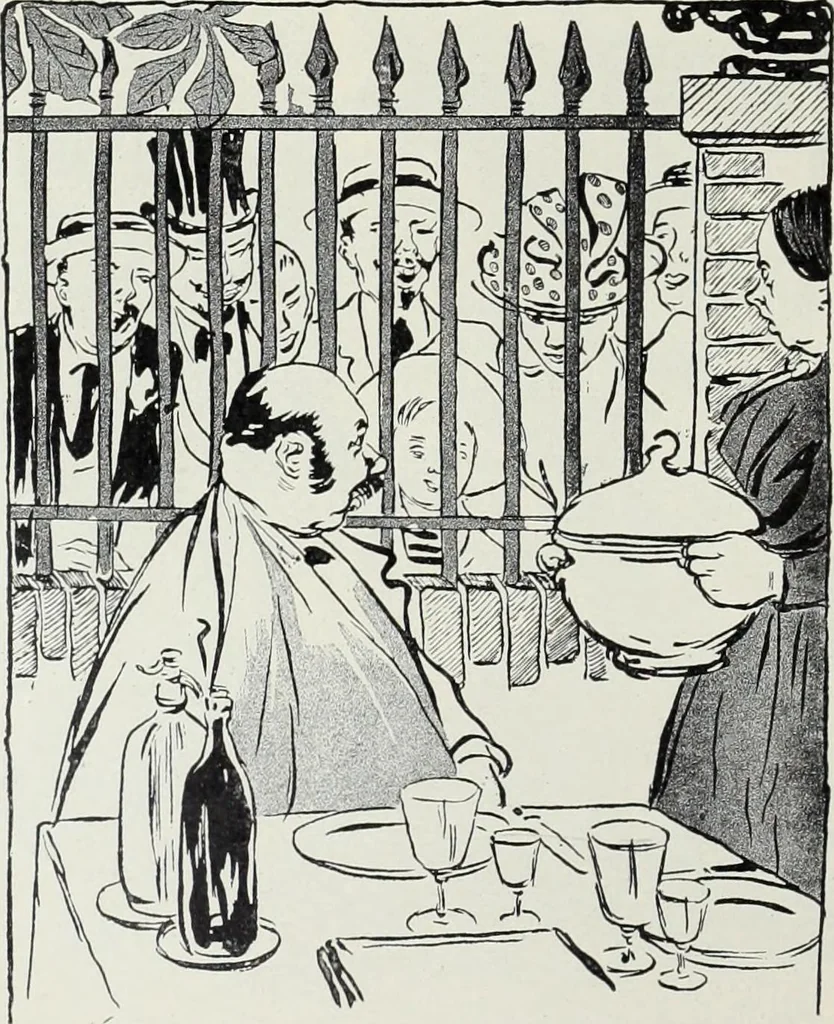 An illustration from Das Weib in der Karikatur Frankreichs : mit 448 Textillustrationen und 72 farbigen Kunstblättern nach seltenen und amüsanten französischen Karikaturen aus allen Zeitepochen, 1907, leaf 390