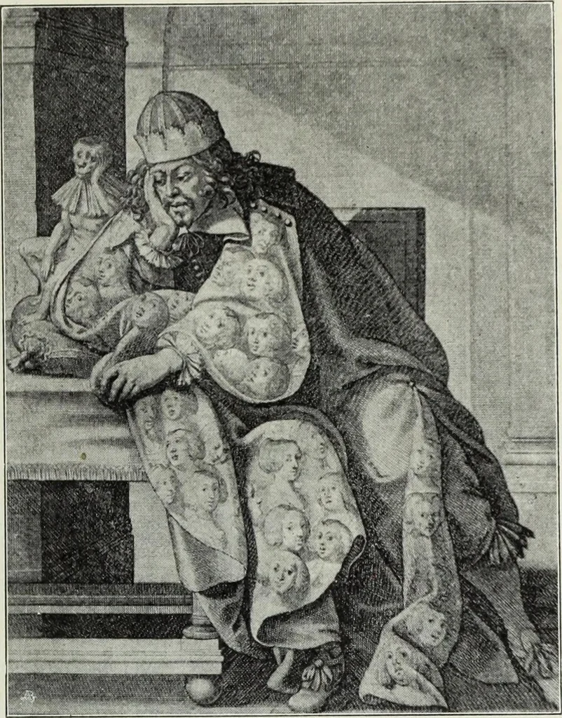 An illustration from Das Weib in der Karikatur Frankreichs : mit 448 Textillustrationen und 72 farbigen Kunstblättern nach seltenen und amüsanten französischen Karikaturen aus allen Zeitepochen, 1907, leaf 395