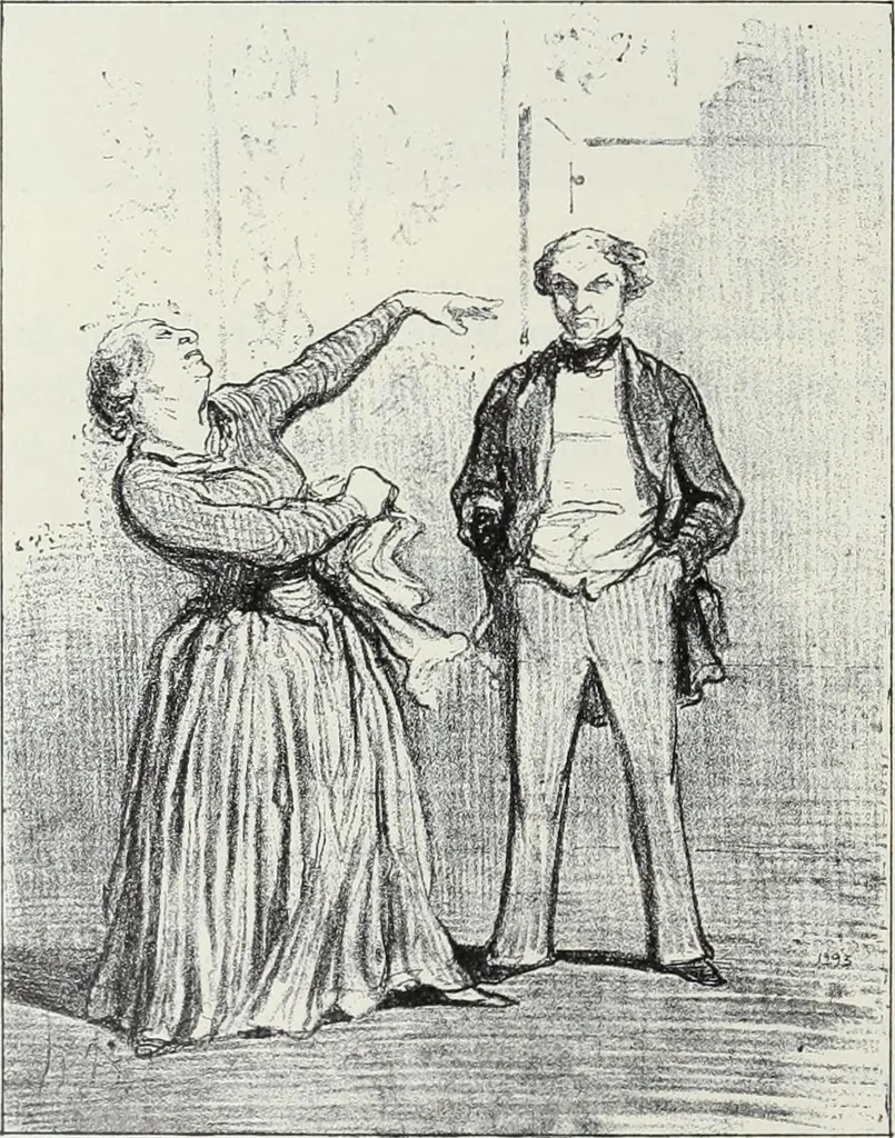 An illustration from Das Weib in der Karikatur Frankreichs : mit 448 Textillustrationen und 72 farbigen Kunstblättern nach seltenen und amüsanten französischen Karikaturen aus allen Zeitepochen, 1907, leaf 400