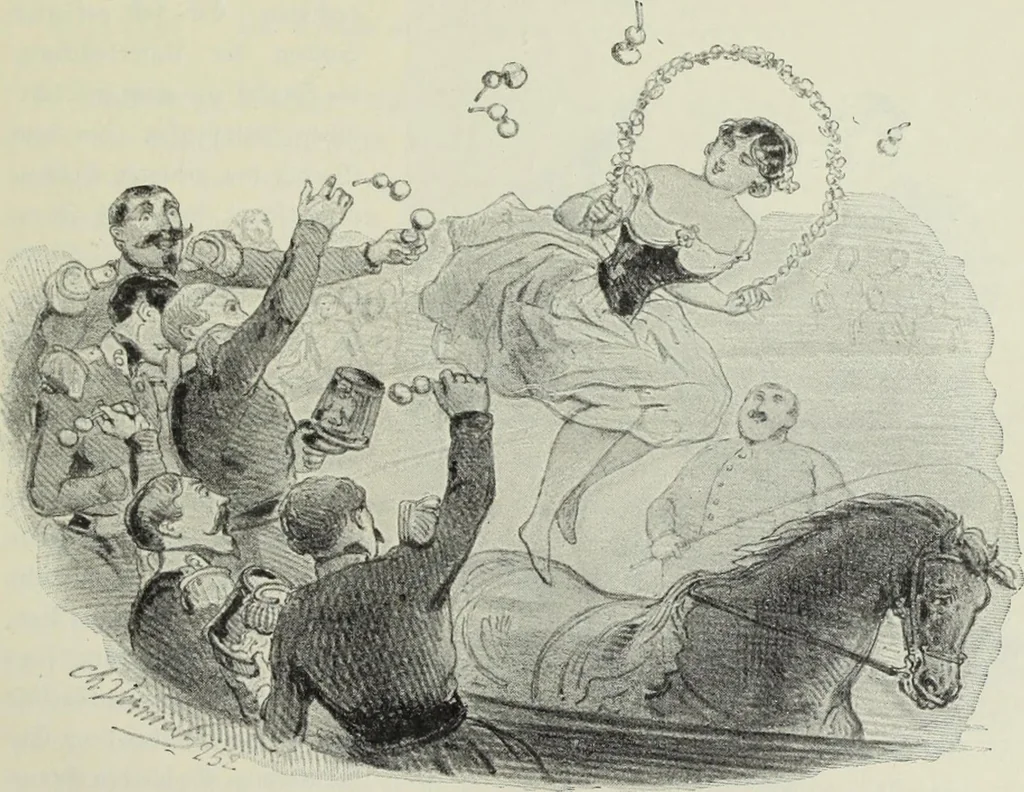 An illustration from Das Weib in der Karikatur Frankreichs : mit 448 Textillustrationen und 72 farbigen Kunstblättern nach seltenen und amüsanten französischen Karikaturen aus allen Zeitepochen, 1907, leaf 407