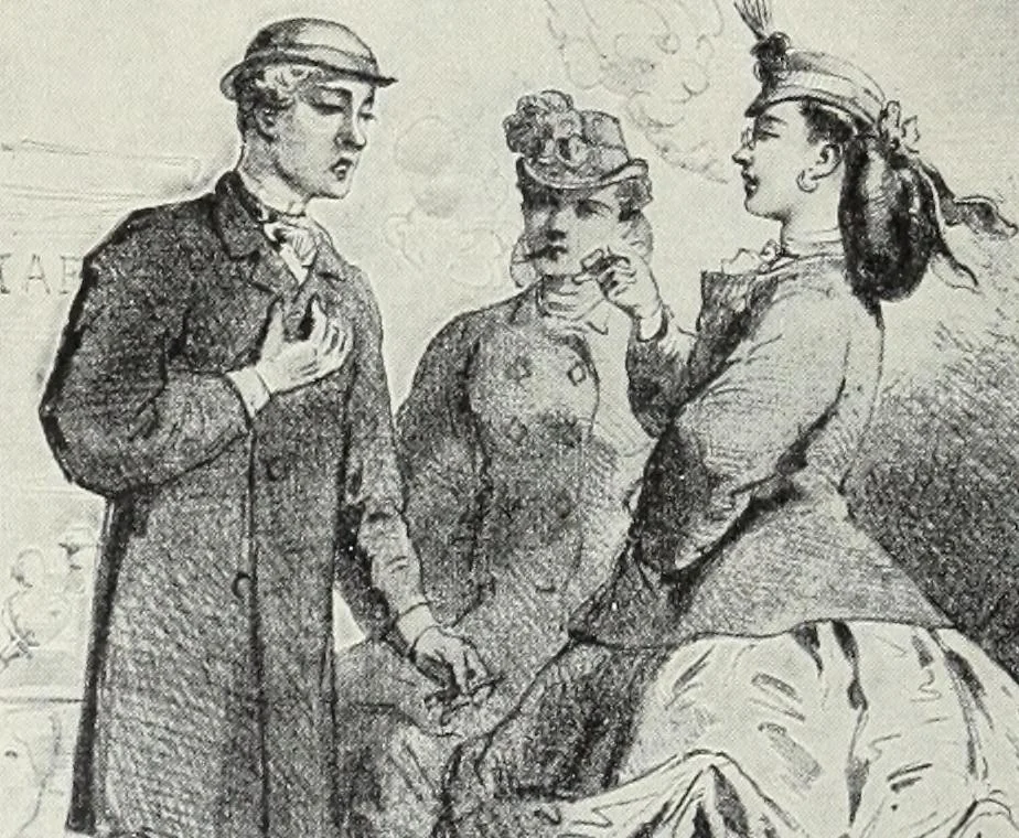 An illustration from Das Weib in der Karikatur Frankreichs : mit 448 Textillustrationen und 72 farbigen Kunstblättern nach seltenen und amüsanten französischen Karikaturen aus allen Zeitepochen, 1907, leaf 408