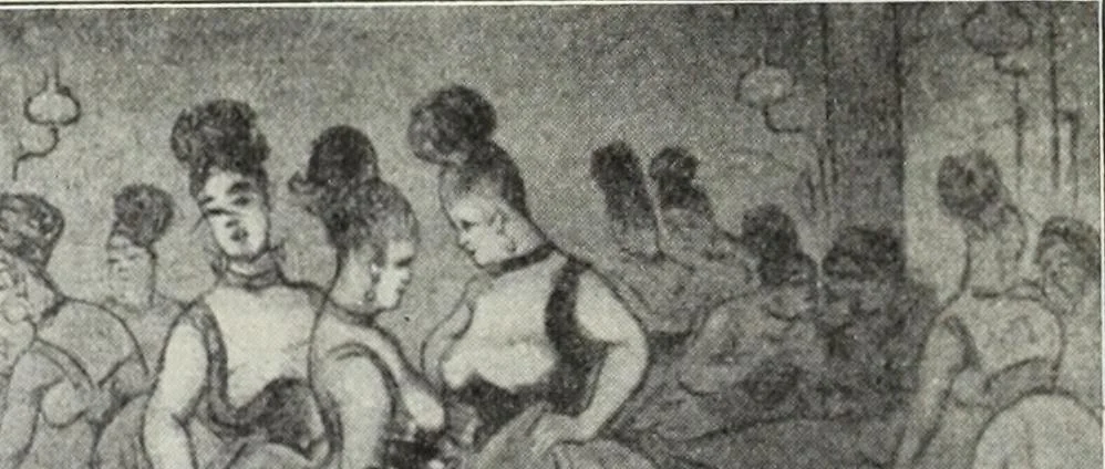 An illustration from Das Weib in der Karikatur Frankreichs : mit 448 Textillustrationen und 72 farbigen Kunstblättern nach seltenen und amüsanten französischen Karikaturen aus allen Zeitepochen, 1907, leaf 414