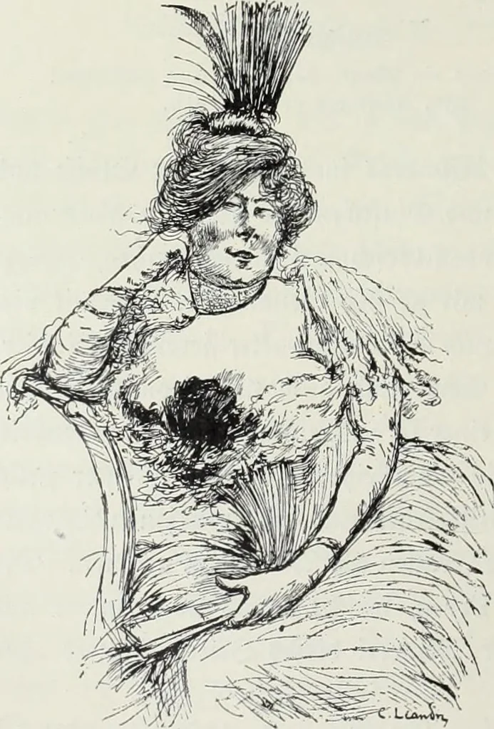 An illustration from Das Weib in der Karikatur Frankreichs : mit 448 Textillustrationen und 72 farbigen Kunstblättern nach seltenen und amüsanten französischen Karikaturen aus allen Zeitepochen, 1907, leaf 422