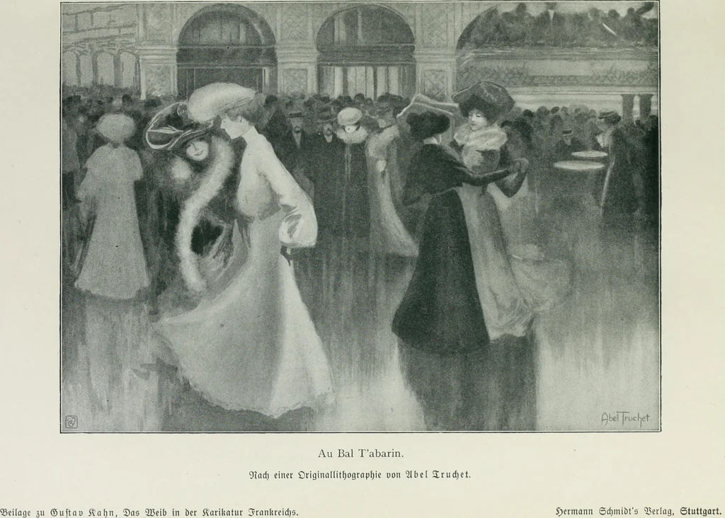 An illustration from Das Weib in der Karikatur Frankreichs : mit 448 Textillustrationen und 72 farbigen Kunstblättern nach seltenen und amüsanten französischen Karikaturen aus allen Zeitepochen, 1907, leaf 423