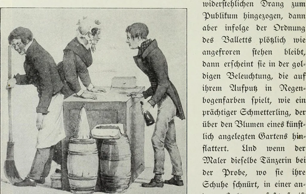 An illustration from Das Weib in der Karikatur Frankreichs : mit 448 Textillustrationen und 72 farbigen Kunstblättern nach seltenen und amüsanten französischen Karikaturen aus allen Zeitepochen, 1907, leaf 436