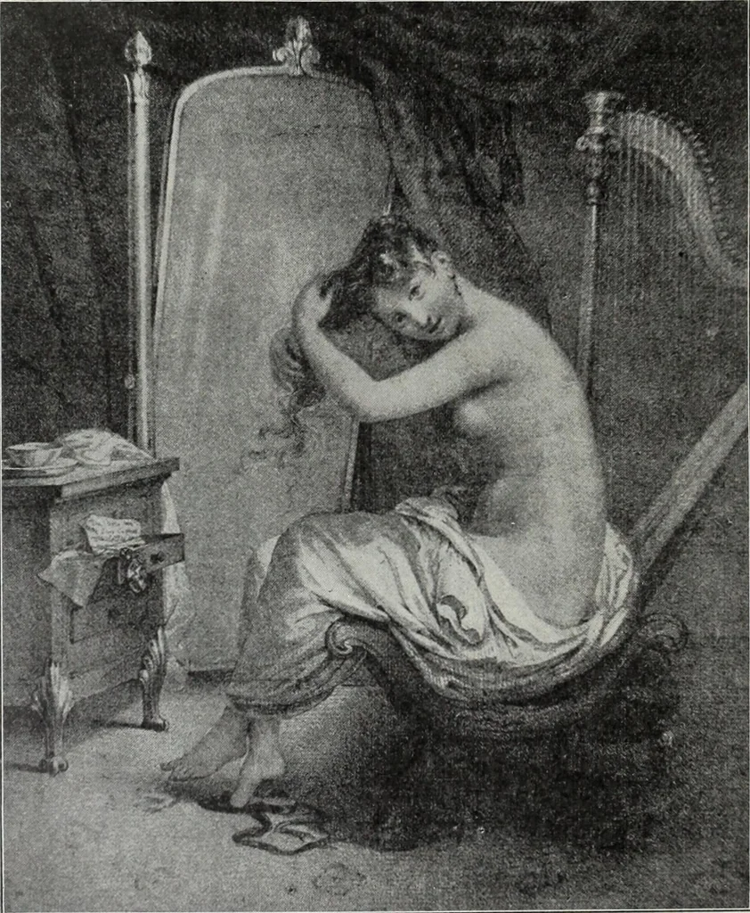 An illustration from Das Weib in der Karikatur Frankreichs : mit 448 Textillustrationen und 72 farbigen Kunstblättern nach seltenen und amüsanten französischen Karikaturen aus allen Zeitepochen, 1907, leaf 438