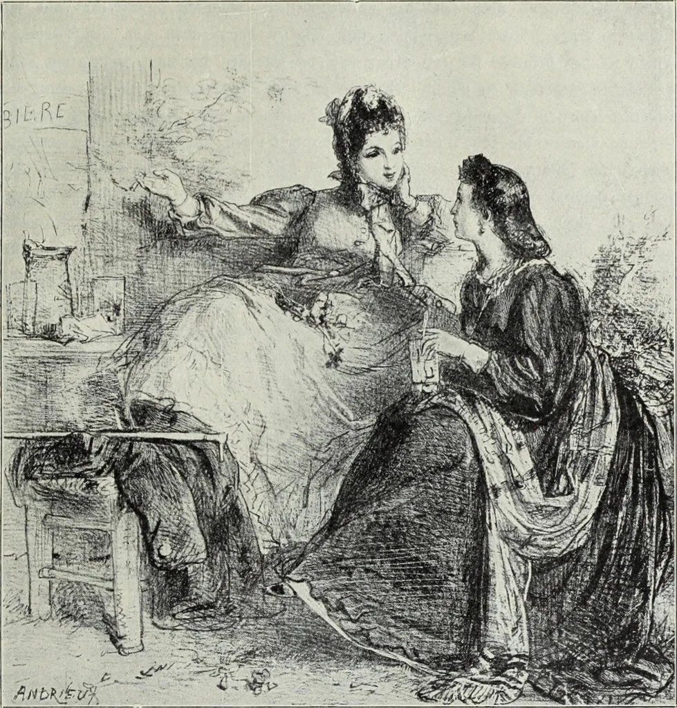 An illustration from Das Weib in der Karikatur Frankreichs : mit 448 Textillustrationen und 72 farbigen Kunstblättern nach seltenen und amüsanten französischen Karikaturen aus allen Zeitepochen, 1907, leaf 443