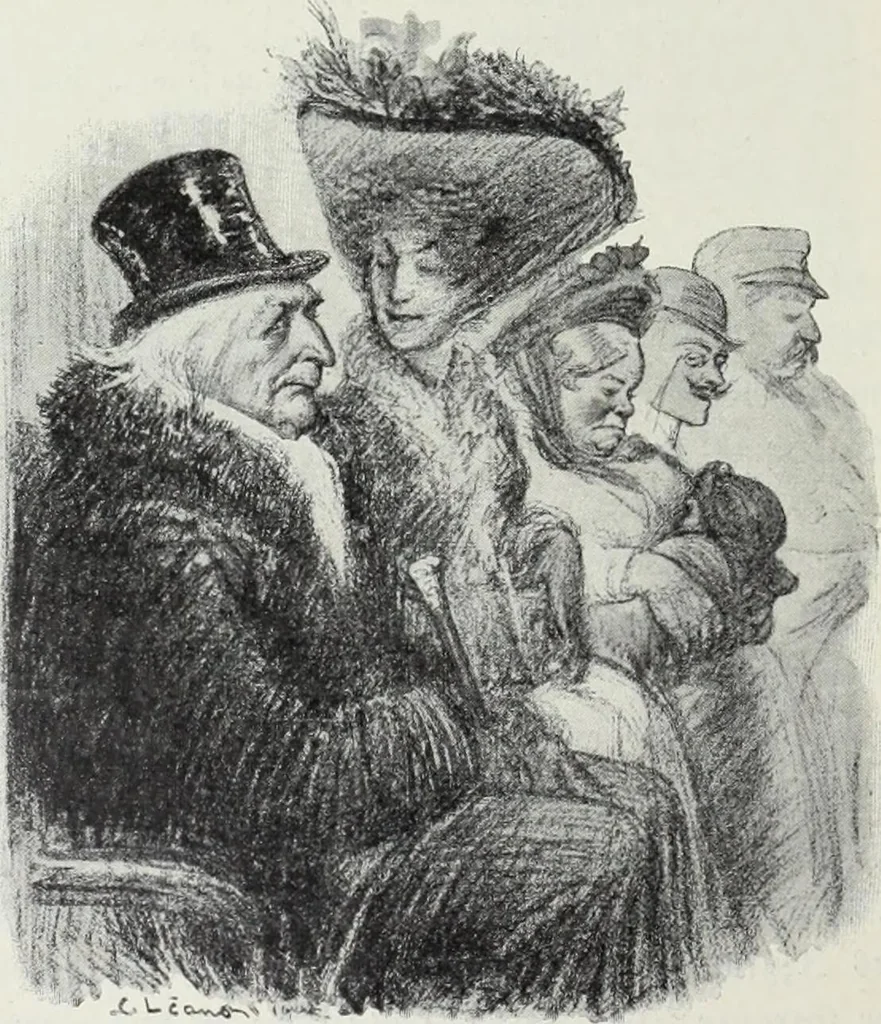 An illustration from Das Weib in der Karikatur Frankreichs : mit 448 Textillustrationen und 72 farbigen Kunstblättern nach seltenen und amüsanten französischen Karikaturen aus allen Zeitepochen, 1907, leaf 446
