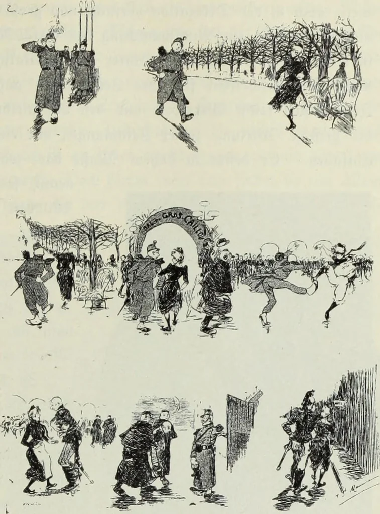 An illustration from Das Weib in der Karikatur Frankreichs : mit 448 Textillustrationen und 72 farbigen Kunstblättern nach seltenen und amüsanten französischen Karikaturen aus allen Zeitepochen, 1907, leaf 455