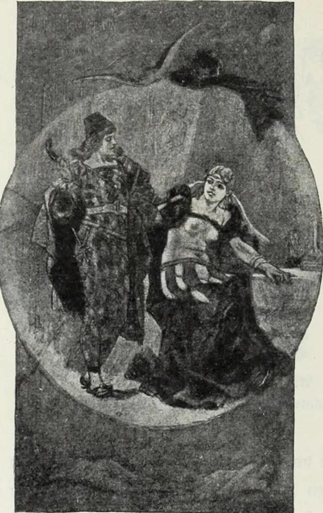 An illustration from Das Weib in der Karikatur Frankreichs : mit 448 Textillustrationen und 72 farbigen Kunstblättern nach seltenen und amüsanten französischen Karikaturen aus allen Zeitepochen, 1907, leaf 456