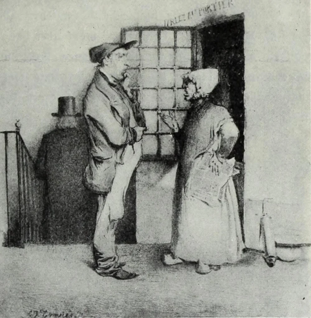 An illustration from Das Weib in der Karikatur Frankreichs : mit 448 Textillustrationen und 72 farbigen Kunstblättern nach seltenen und amüsanten französischen Karikaturen aus allen Zeitepochen, 1907, leaf 457