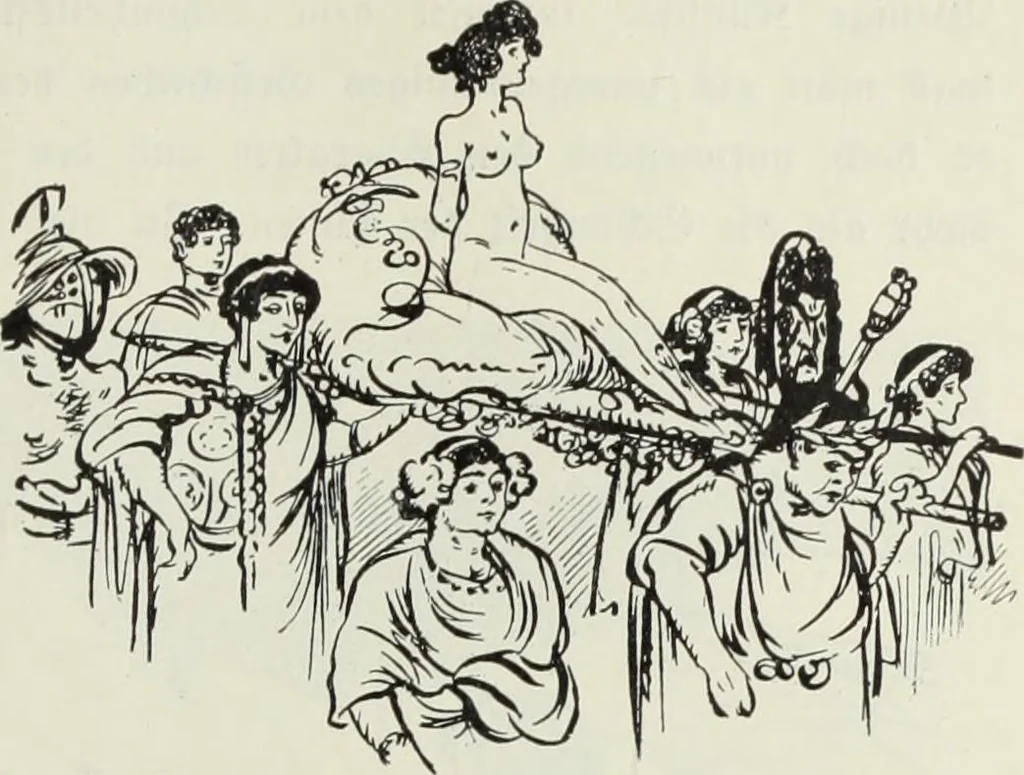 An illustration from Das Weib in der Karikatur Frankreichs : mit 448 Textillustrationen und 72 farbigen Kunstblättern nach seltenen und amüsanten französischen Karikaturen aus allen Zeitepochen, 1907, leaf 473