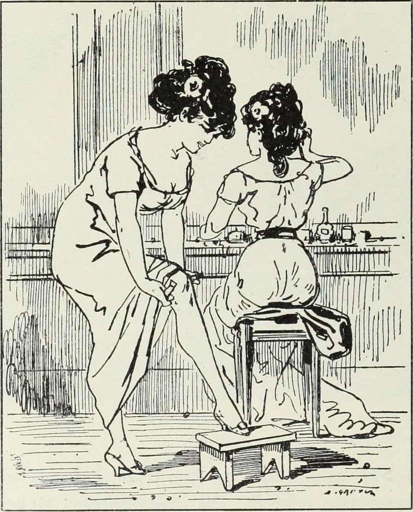 An illustration from Das Weib in der Karikatur Frankreichs : mit 448 Textillustrationen und 72 farbigen Kunstblättern nach seltenen und amüsanten französischen Karikaturen aus allen Zeitepochen, 1907, leaf 480