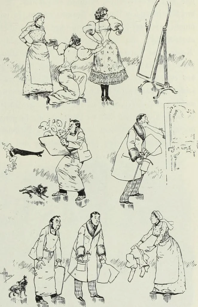 An illustration from Das Weib in der Karikatur Frankreichs : mit 448 Textillustrationen und 72 farbigen Kunstblättern nach seltenen und amüsanten französischen Karikaturen aus allen Zeitepochen, 1907, leaf 481