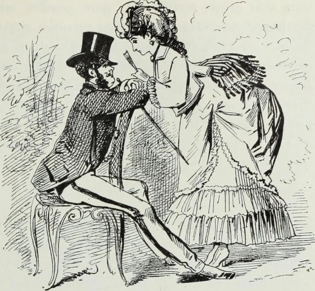 An illustration from Das Weib in der Karikatur Frankreichs : mit 448 Textillustrationen und 72 farbigen Kunstblättern nach seltenen und amüsanten französischen Karikaturen aus allen Zeitepochen, 1907, leaf 493