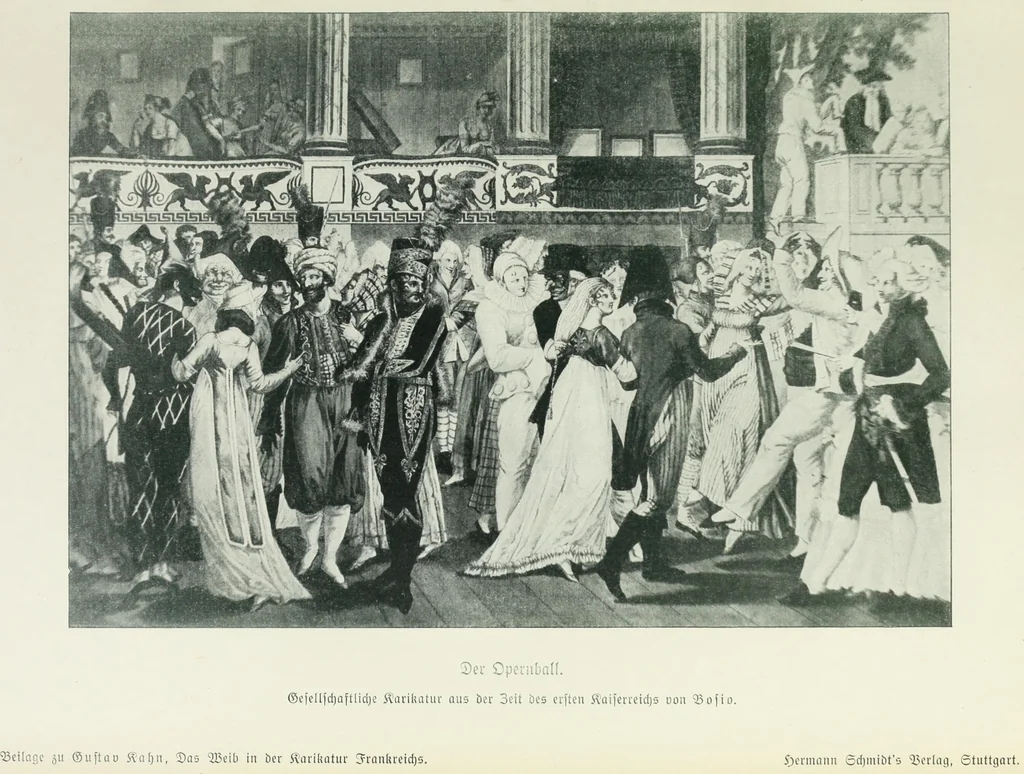 An illustration from Das Weib in der Karikatur Frankreichs : mit 448 Textillustrationen und 72 farbigen Kunstblättern nach seltenen und amüsanten französischen Karikaturen aus allen Zeitepochen, 1907, leaf 495