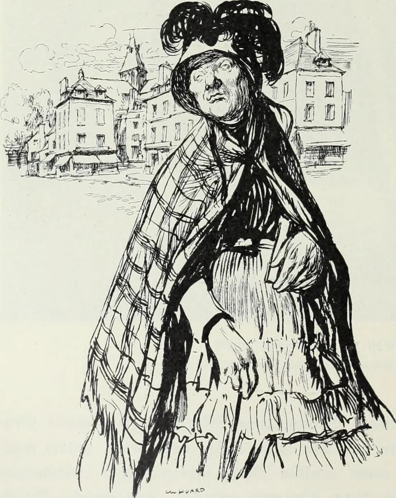 An illustration from Das Weib in der Karikatur Frankreichs : mit 448 Textillustrationen und 72 farbigen Kunstblättern nach seltenen und amüsanten französischen Karikaturen aus allen Zeitepochen, 1907, leaf 498