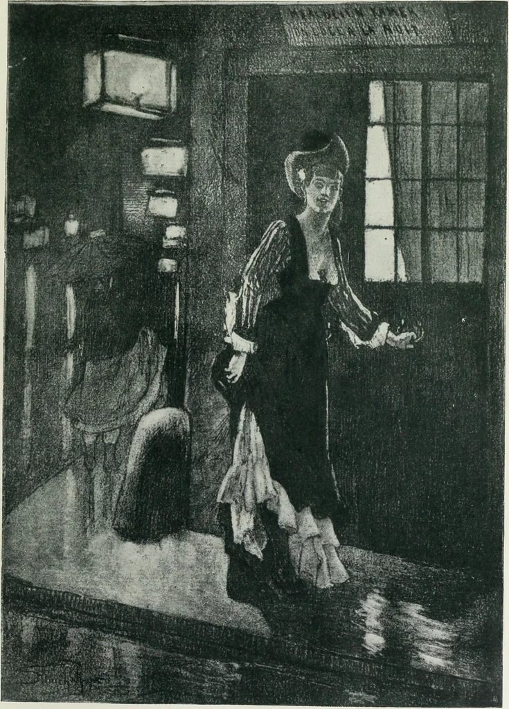 An illustration from Das Weib in der Karikatur Frankreichs : mit 448 Textillustrationen und 72 farbigen Kunstblättern nach seltenen und amüsanten französischen Karikaturen aus allen Zeitepochen, 1907, leaf 501