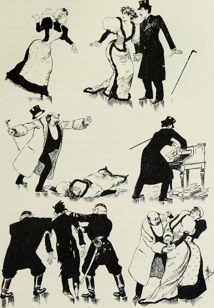 An illustration from Das Weib in der Karikatur Frankreichs : mit 448 Textillustrationen und 72 farbigen Kunstblättern nach seltenen und amüsanten französischen Karikaturen aus allen Zeitepochen, 1907, leaf 509