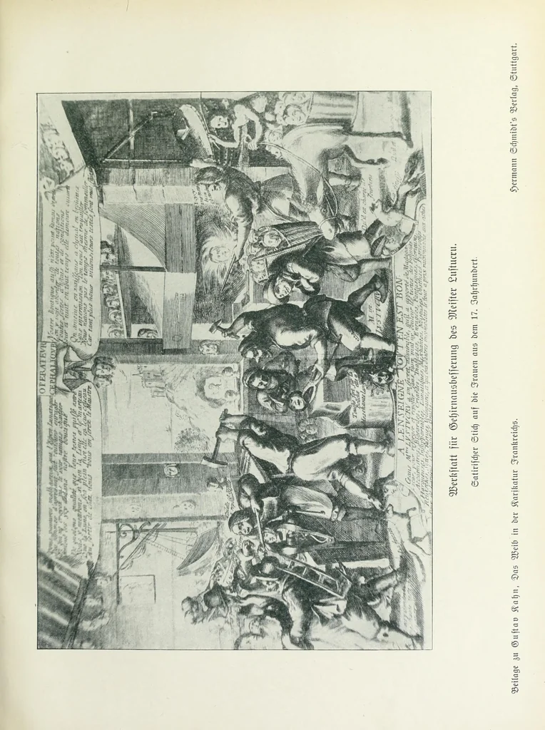 An illustration from Das Weib in der Karikatur Frankreichs : mit 448 Textillustrationen und 72 farbigen Kunstblättern nach seltenen und amüsanten französischen Karikaturen aus allen Zeitepochen, 1907, leaf 519