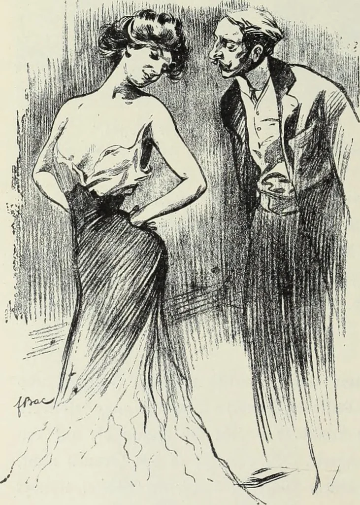 An illustration from Das Weib in der Karikatur Frankreichs : mit 448 Textillustrationen und 72 farbigen Kunstblättern nach seltenen und amüsanten französischen Karikaturen aus allen Zeitepochen, 1907, leaf 532
