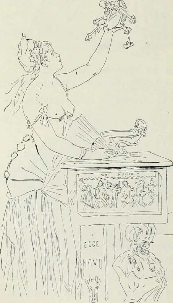An illustration from Das Weib in der Karikatur Frankreichs : mit 448 Textillustrationen und 72 farbigen Kunstblättern nach seltenen und amüsanten französischen Karikaturen aus allen Zeitepochen, 1907, leaf 548