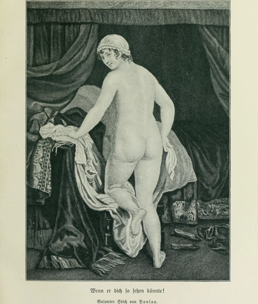 An illustration from Das Weib in der Karikatur Frankreichs : mit 448 Textillustrationen und 72 farbigen Kunstblättern nach seltenen und amüsanten französischen Karikaturen aus allen Zeitepochen, 1907, leaf 549