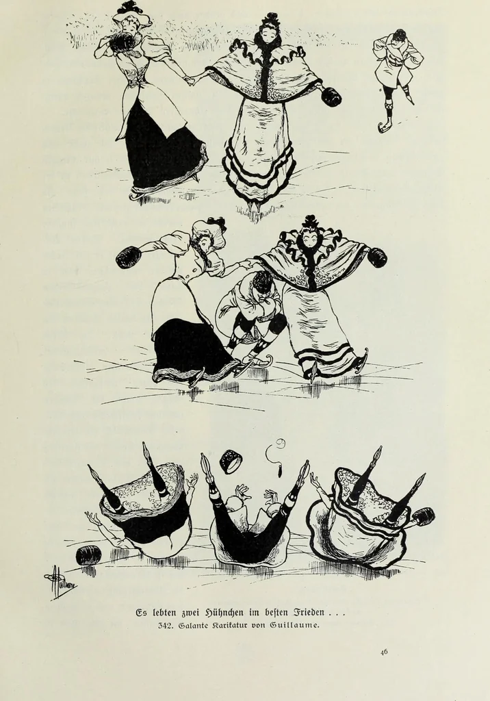 An illustration from Das Weib in der Karikatur Frankreichs : mit 448 Textillustrationen und 72 farbigen Kunstblättern nach seltenen und amüsanten französischen Karikaturen aus allen Zeitepochen, 1907, leaf 551