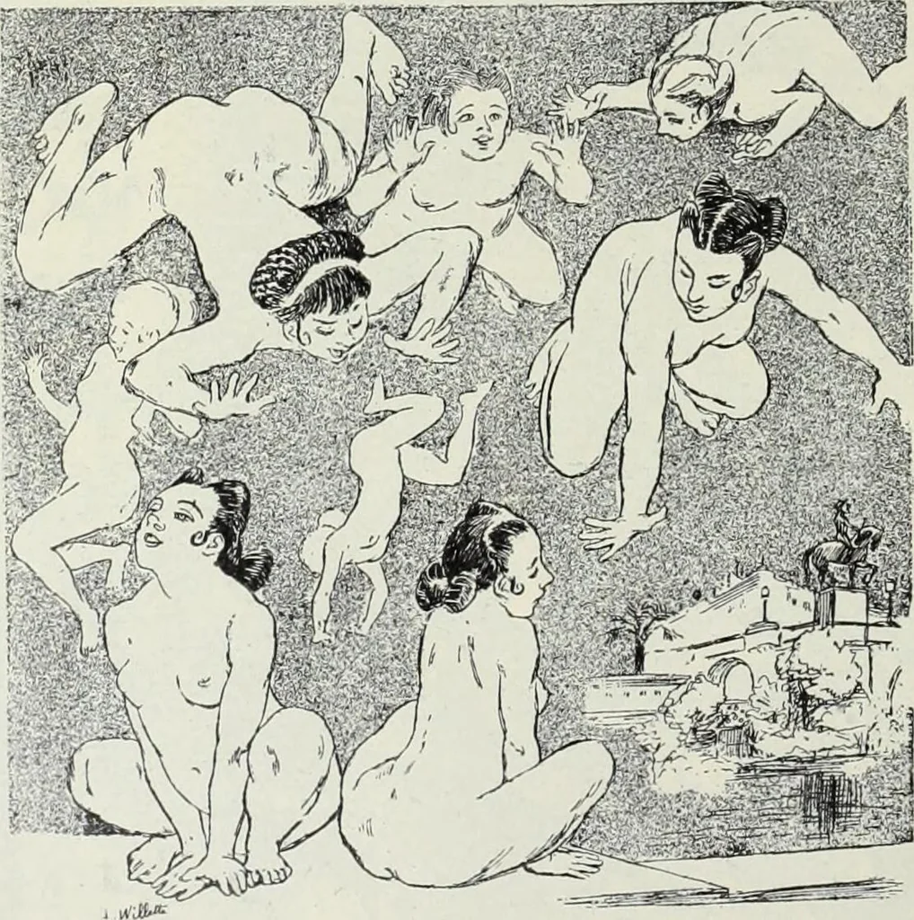 An illustration from Das Weib in der Karikatur Frankreichs : mit 448 Textillustrationen und 72 farbigen Kunstblättern nach seltenen und amüsanten französischen Karikaturen aus allen Zeitepochen, 1907, leaf 556