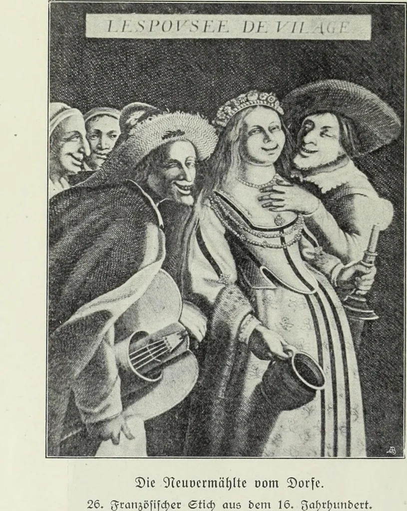 An illustration from Das Weib in der Karikatur Frankreichs : mit 448 Textillustrationen und 72 farbigen Kunstblättern nach seltenen und amüsanten französischen Karikaturen aus allen Zeitepochen, 1907, leaf 56
