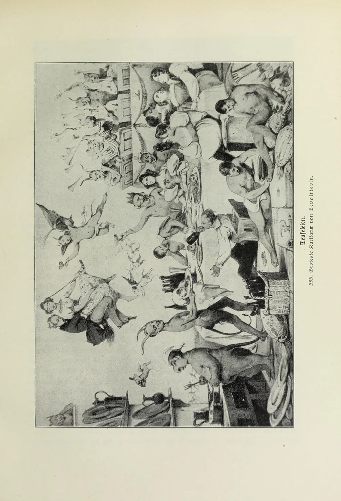 An illustration from Das Weib in der Karikatur Frankreichs : mit 448 Textillustrationen und 72 farbigen Kunstblättern nach seltenen und amüsanten französischen Karikaturen aus allen Zeitepochen, 1907, leaf 567