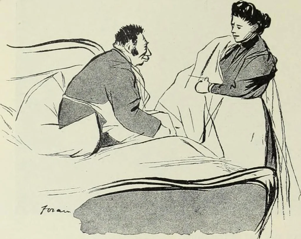 An illustration from Das Weib in der Karikatur Frankreichs : mit 448 Textillustrationen und 72 farbigen Kunstblättern nach seltenen und amüsanten französischen Karikaturen aus allen Zeitepochen, 1907, leaf 570