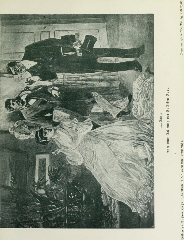An illustration from Das Weib in der Karikatur Frankreichs : mit 448 Textillustrationen und 72 farbigen Kunstblättern nach seltenen und amüsanten französischen Karikaturen aus allen Zeitepochen, 1907, leaf 579