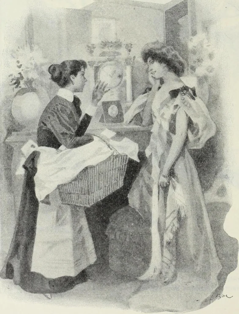An illustration from Das Weib in der Karikatur Frankreichs : mit 448 Textillustrationen und 72 farbigen Kunstblättern nach seltenen und amüsanten französischen Karikaturen aus allen Zeitepochen, 1907, leaf 582