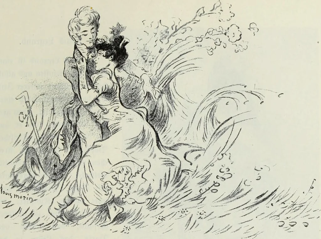 An illustration from Das Weib in der Karikatur Frankreichs : mit 448 Textillustrationen und 72 farbigen Kunstblättern nach seltenen und amüsanten französischen Karikaturen aus allen Zeitepochen, 1907, leaf 583