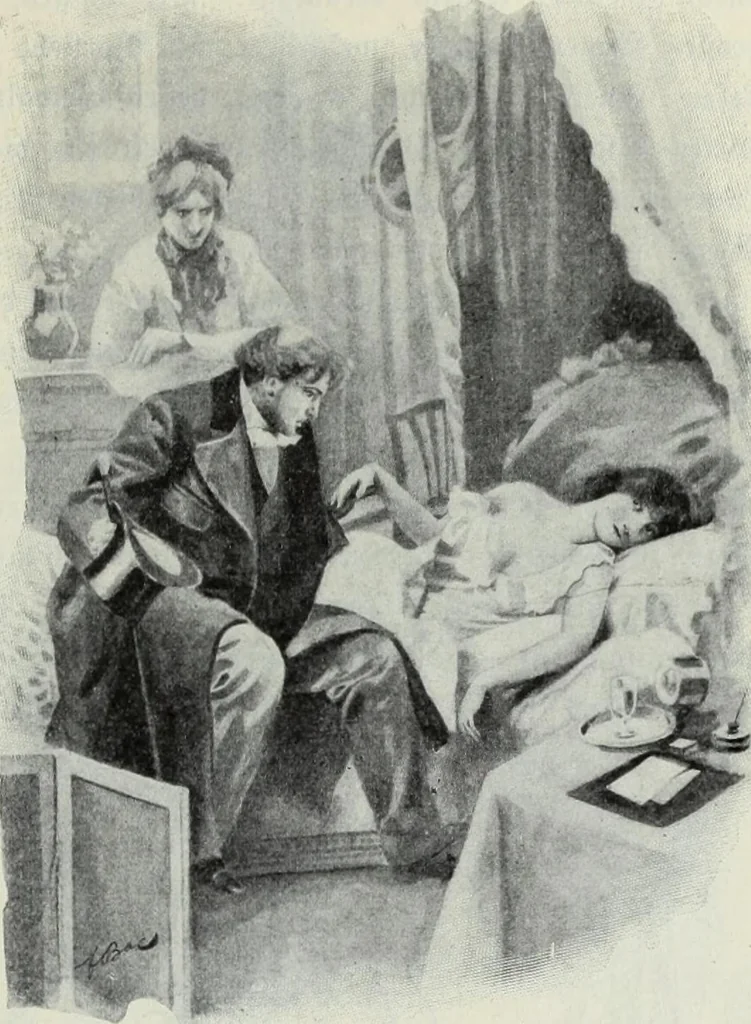 An illustration from Das Weib in der Karikatur Frankreichs : mit 448 Textillustrationen und 72 farbigen Kunstblättern nach seltenen und amüsanten französischen Karikaturen aus allen Zeitepochen, 1907, leaf 589