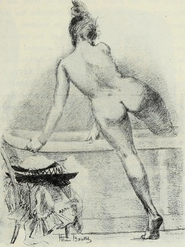 An illustration from Das Weib in der Karikatur Frankreichs : mit 448 Textillustrationen und 72 farbigen Kunstblättern nach seltenen und amüsanten französischen Karikaturen aus allen Zeitepochen, 1907, leaf 591