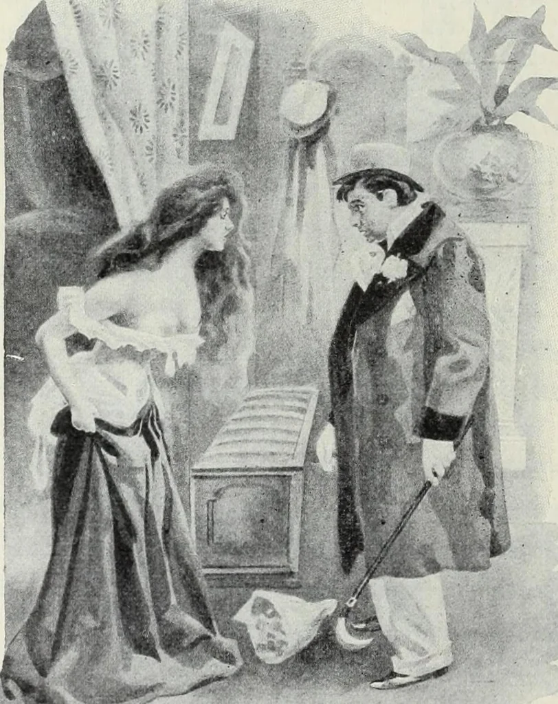 An illustration from Das Weib in der Karikatur Frankreichs : mit 448 Textillustrationen und 72 farbigen Kunstblättern nach seltenen und amüsanten französischen Karikaturen aus allen Zeitepochen, 1907, leaf 594
