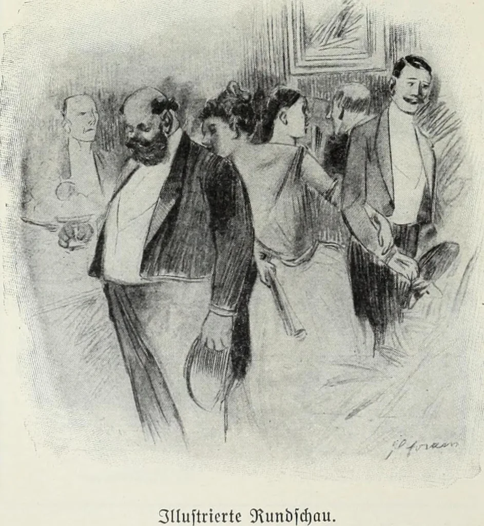 An illustration from Das Weib in der Karikatur Frankreichs : mit 448 Textillustrationen und 72 farbigen Kunstblättern nach seltenen und amüsanten französischen Karikaturen aus allen Zeitepochen, 1907, leaf 602