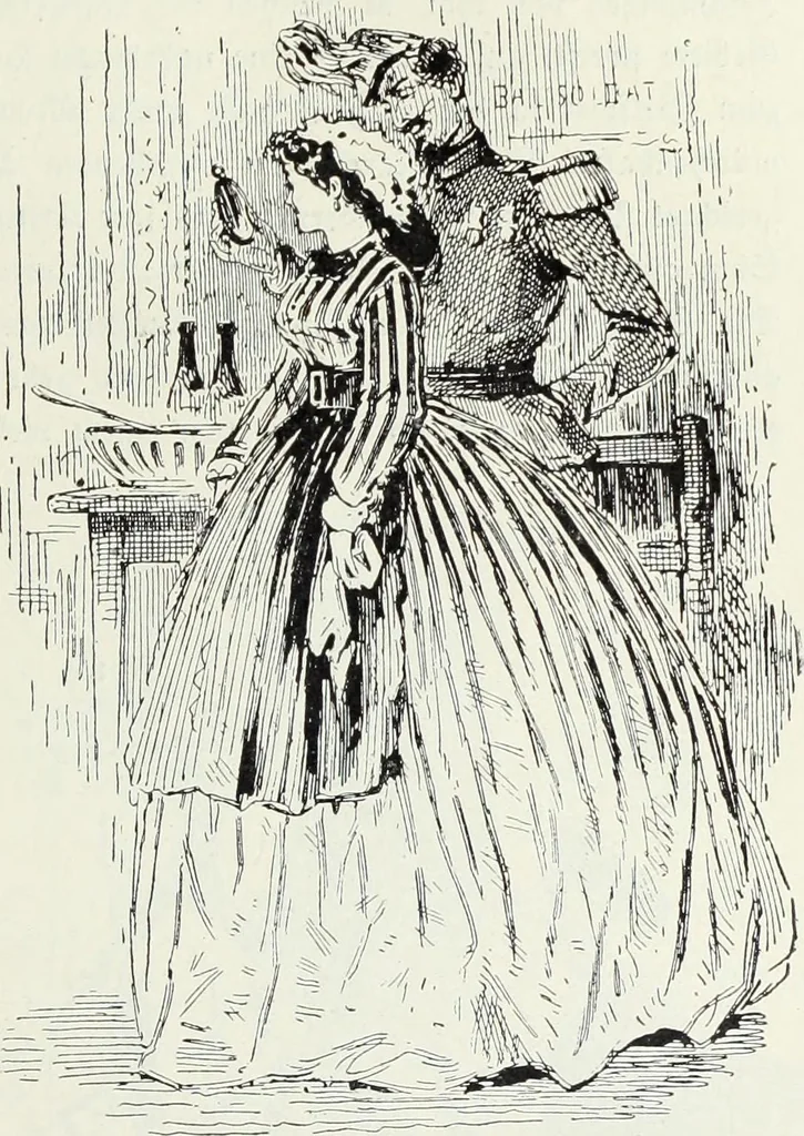 An illustration from Das Weib in der Karikatur Frankreichs : mit 448 Textillustrationen und 72 farbigen Kunstblättern nach seltenen und amüsanten französischen Karikaturen aus allen Zeitepochen, 1907, leaf 609