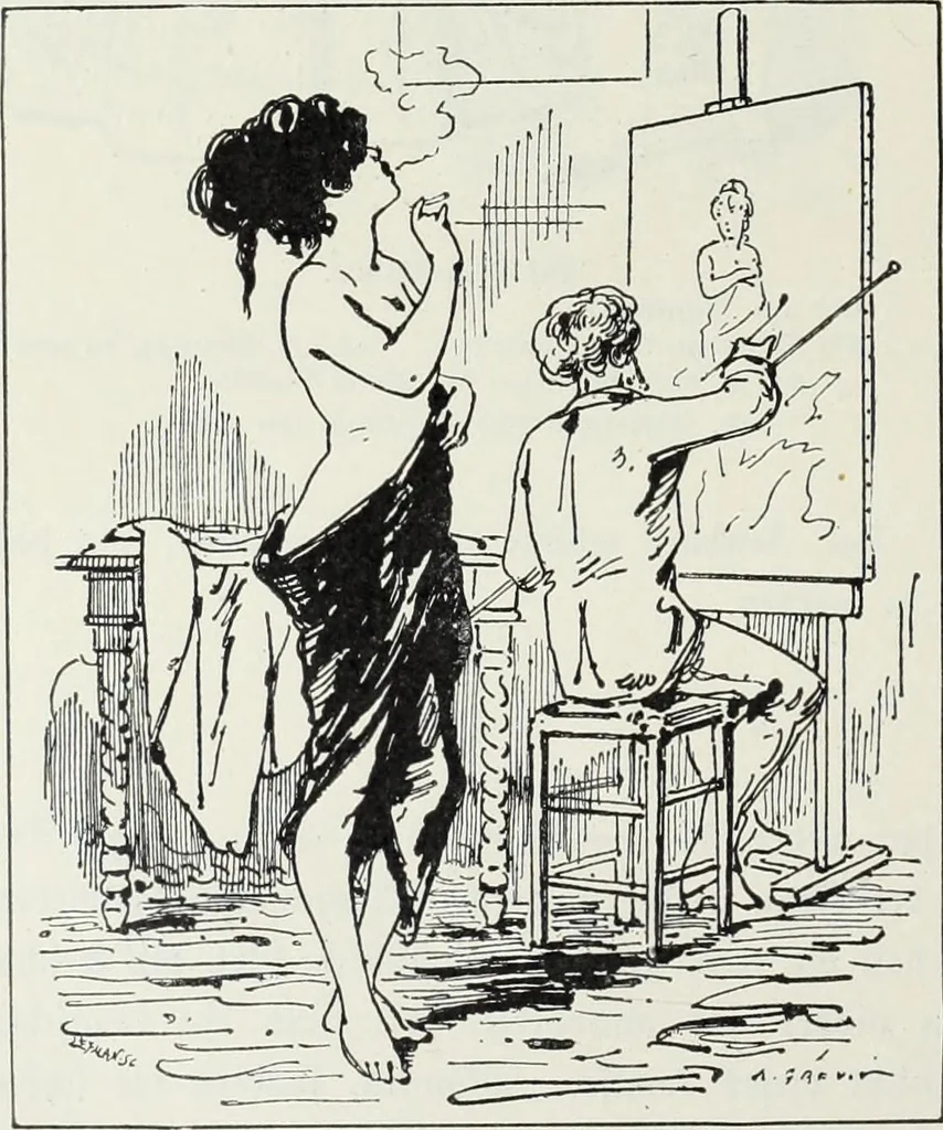 An illustration from Das Weib in der Karikatur Frankreichs : mit 448 Textillustrationen und 72 farbigen Kunstblättern nach seltenen und amüsanten französischen Karikaturen aus allen Zeitepochen, 1907, leaf 616