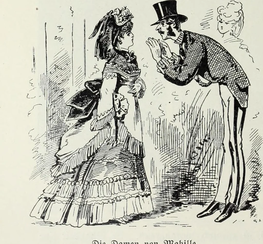 An illustration from Das Weib in der Karikatur Frankreichs : mit 448 Textillustrationen und 72 farbigen Kunstblättern nach seltenen und amüsanten französischen Karikaturen aus allen Zeitepochen, 1907, leaf 620