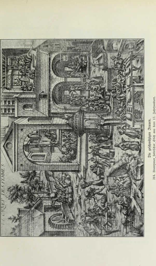An illustration from Das Weib in der Karikatur Frankreichs : mit 448 Textillustrationen und 72 farbigen Kunstblättern nach seltenen und amüsanten französischen Karikaturen aus allen Zeitepochen, 1907, leaf 621