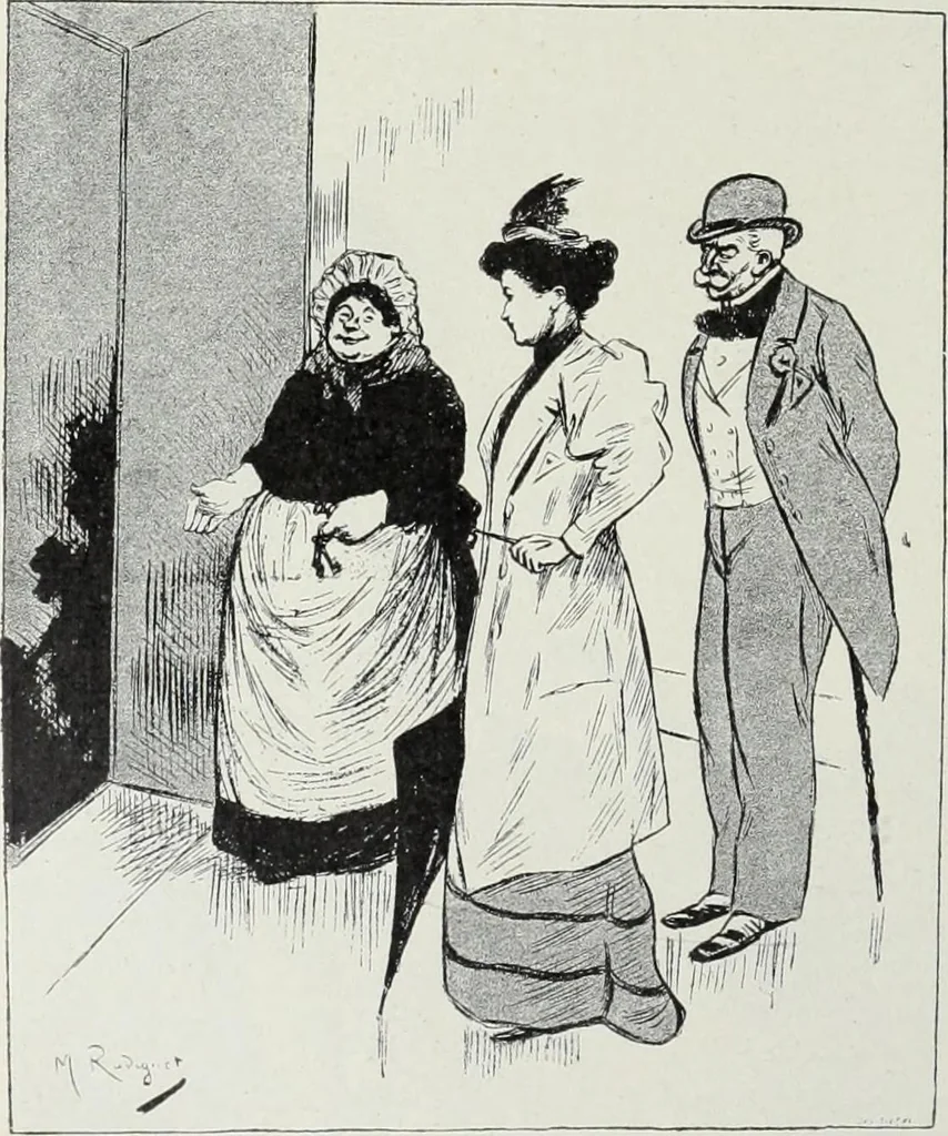An illustration from Das Weib in der Karikatur Frankreichs : mit 448 Textillustrationen und 72 farbigen Kunstblättern nach seltenen und amüsanten französischen Karikaturen aus allen Zeitepochen, 1907, leaf 628