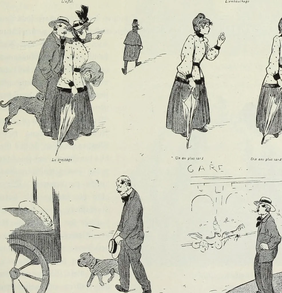 An illustration from Das Weib in der Karikatur Frankreichs : mit 448 Textillustrationen und 72 farbigen Kunstblättern nach seltenen und amüsanten französischen Karikaturen aus allen Zeitepochen, 1907, leaf 631